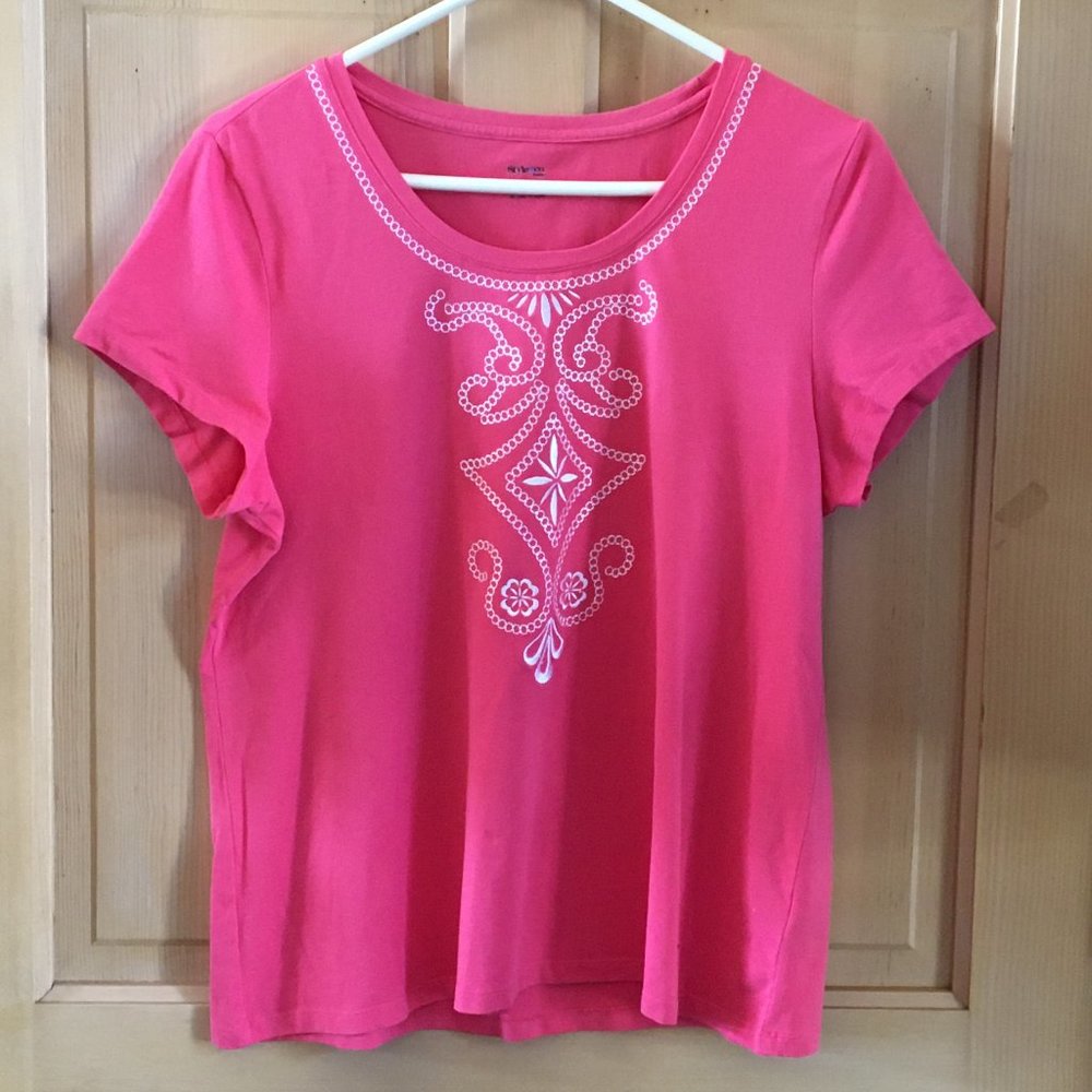Style & Co. Pink Short Sleeve T-Shirt - Size PL